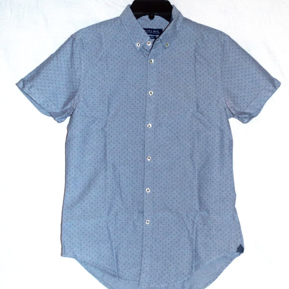 Zara Men’s Medium Slim Fit Short Sleeve Button-Down Shirt
